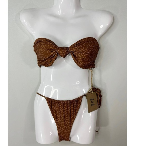 Stone Fox SWIM LELE TOP & RIVER BOTTOM TWO PIECES SET in WILD CAT MEDIUM NWT - Picture 1 of 16